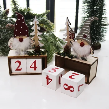 

2021 Advent Calendars Christmas Decorations for Home Santa Claus Countdown Wooden Ornament Christmas Calendar New Year Decor