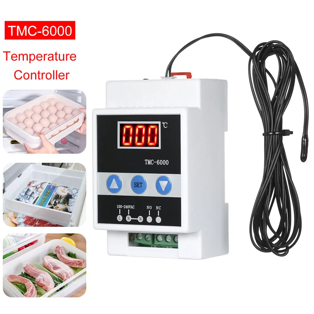 TMC-6000 110-240 В Холодильный Цифровой Термостат Датчик охлаждения нагрева измерительный регулятор температуры направляющая электронная