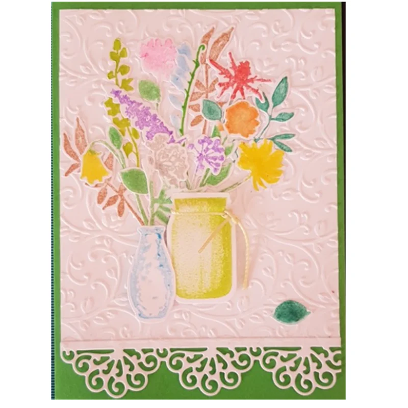 

Kokorosa Flower Stamps and Dies Sets for Card Making Bottle Craft Dies Scrapbooking Leaves Metal Cutting Die Clear Stamp New