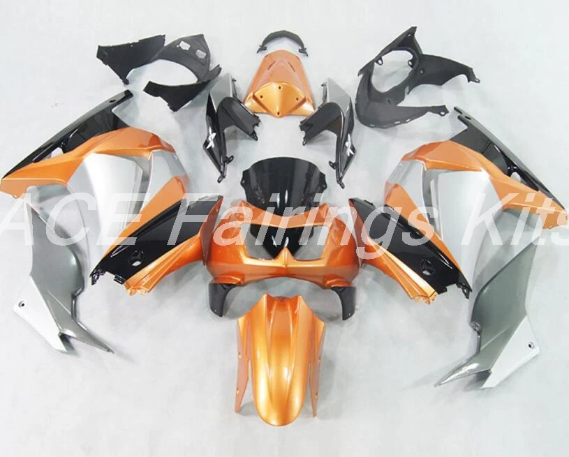ABS Обтекатели комплект подходит для Kawasaki Ninja 250 EX250 ZXR250 2008- 08 09 10 11 12 13 14(литья под давлением) оранжевый серебристый