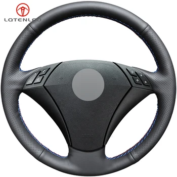 

LQTENLEO Black Artificial Leather DIY Car Steering Wheel Cover for BMW E60 E61 520i 520li 523 523li 525 525i 530 530i 535 545i