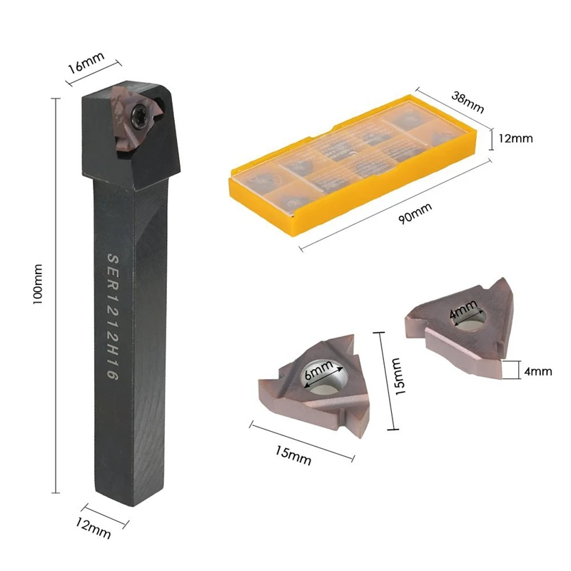 BMBY-1Pc Ser1212H16 с ЧПУ сверлильный держатель+ 10 шт. 16Er Ag60 Токарные вставки с гаечным ключом для токарного станка токарный набор инструментов