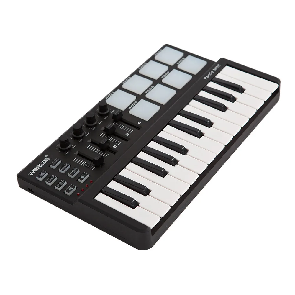 Panda MINI 25-Key ультра-портативный USB MIDI контроллер клавиатуры 8 красочных триггерные подушки с подсветкой