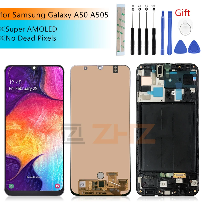 Цена Для samsung Galaxy A50 font b lcd b font 2019 кодирующий преобразователь сенсорного экрана в сборе с рамкой a505 A505F DS A505F A505FD A505A Запчасти для экрана