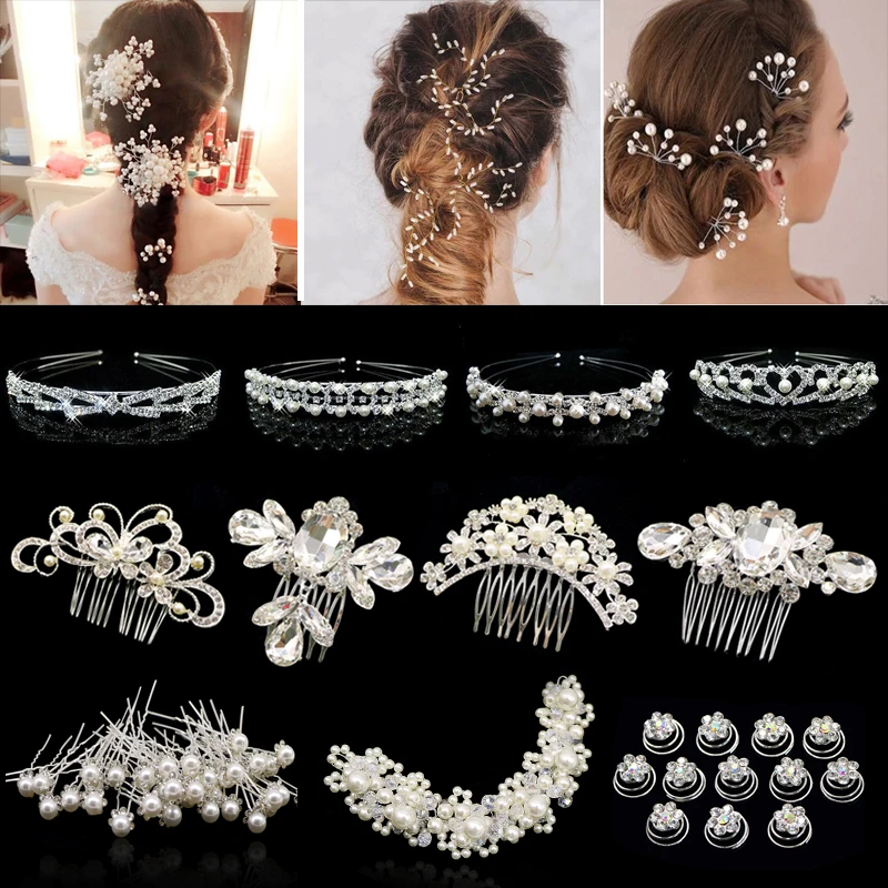 

Bridal Hair Accessories Crystal Peals Hair Combs Wedding Hair Clips Accessories Jewelry Hairwear Women Hair Ornaments Headpieces