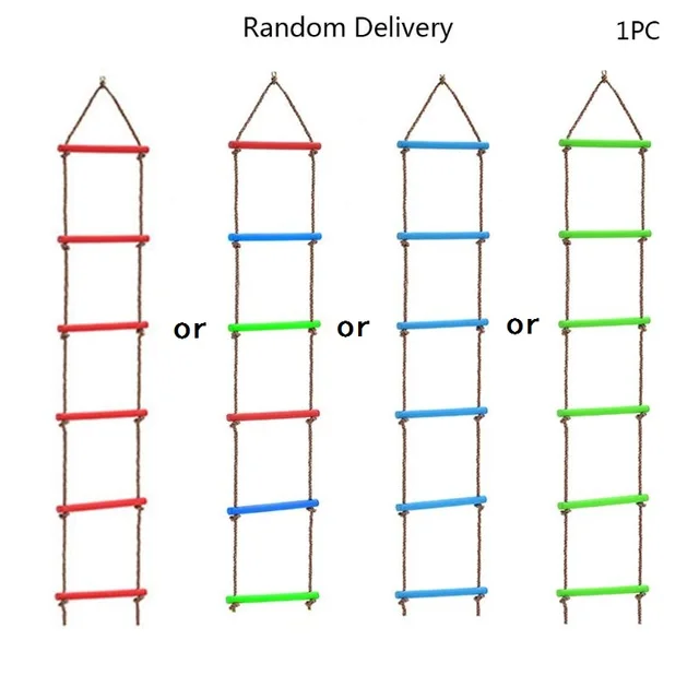 1Pc Wooden Rungs PE Rope Ladder Kids Sport Rope Swing Safe Fitness Equipment Child Climbing Indoor Outdoor Garden Toy 1