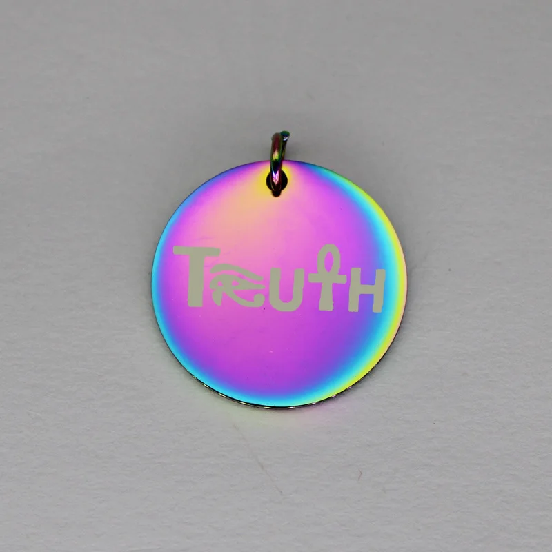 rainbow Stainless Steel Charms Truth Pendant Charm Laser Engraved Logo Polish Mirror Surface Wholesale Jewelry Lots Handmade Accessories - Окраска металла: rainbow