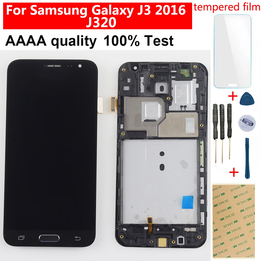 Продажа ЖК для samsung Galaxy J3 2016 ЖК экран J320 J320A J320F font b lcd b font J320M J3 J320FN ЖК дисплей кодирующий преобразователь сенсорного экрана в сборе