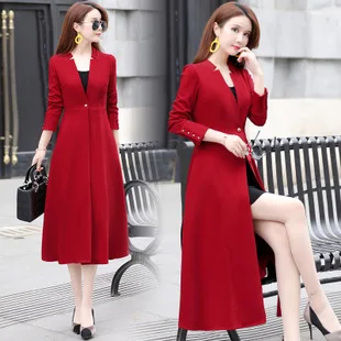Тренч Для женщин осень стиль корейско-Стиль Slim Fit для похудения-Стиль однобортное пальто средней длины больших Размеры пальто модные детские носки