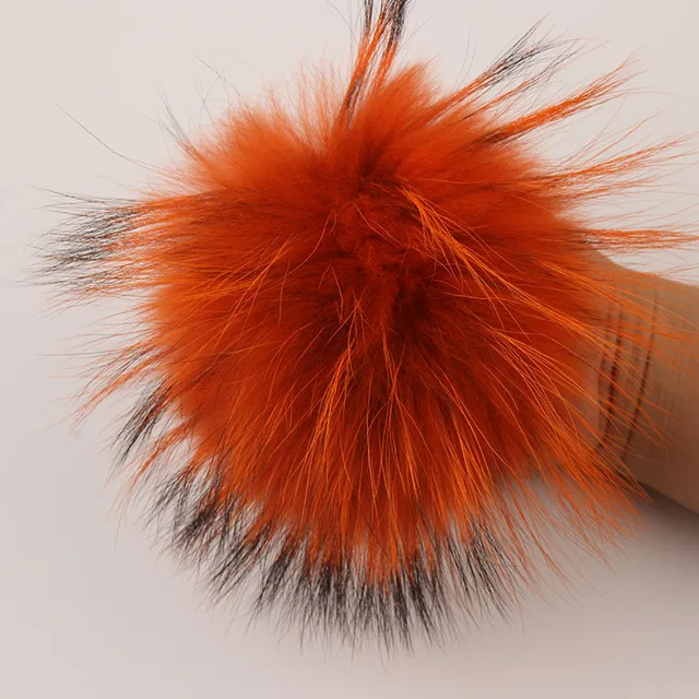 DANKEYISI DIY помпоны из натурального меха енота шарики-Помпоны из натурального меха помпон для шляпа и Сумка Обувь шарфы аксессуары 15-16 см - Цвет: orange