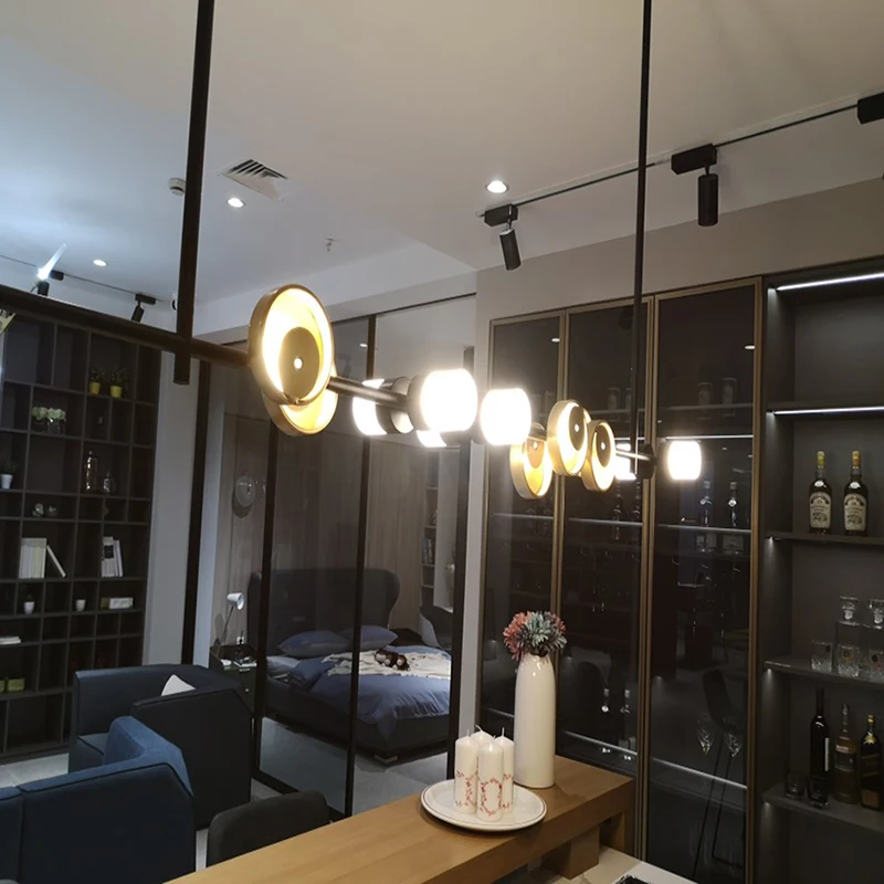 Creative personality vintage Restaurant Bar Cafe American living room pendant light wrought iron glass lampshade pendant lamp