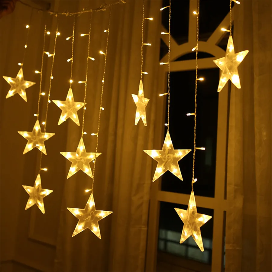 Thrisdar 3*0,65 м пятиконечная звезда занавеска струнная гирлянда Рождественская Свадебная вечеринка звездная звезда занавеска гирлянда