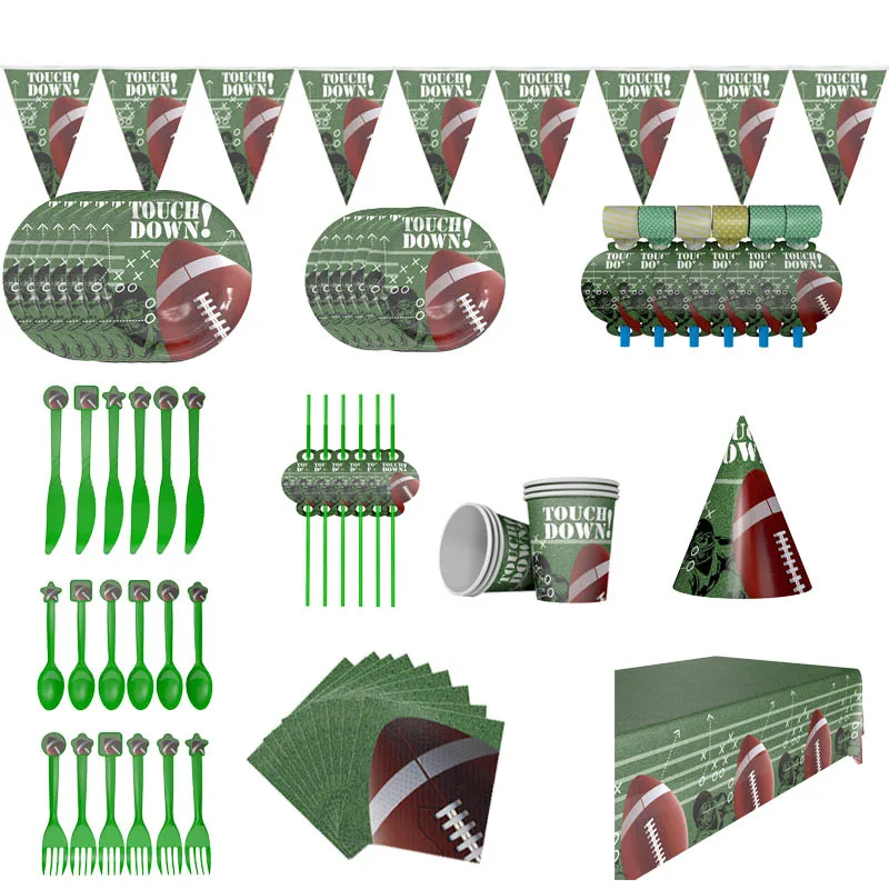 American Football Disposable Party Tableware Set Birthday Party