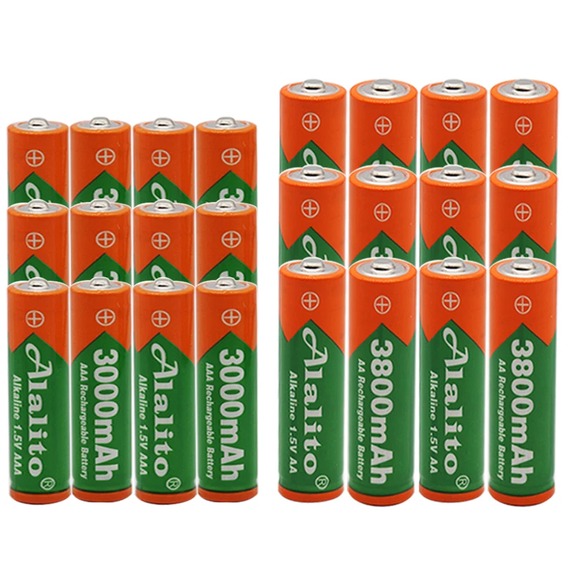 Alalito 1 5 V AAA 3000mAh Щелочная аккумуляторная батарея + 3800 mAh AA щелочная для Светодиодный