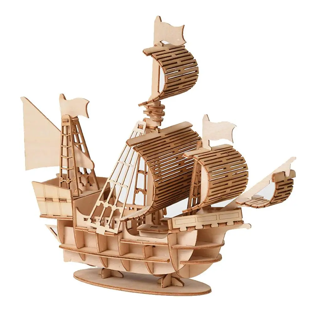 Наборы моделей для лазерной резки, корабельная игрушка, 3D деревянная головоломка, сделай сам, игрушки, животные, сборка, ремесло, украшение стола, игрушка для детей, детей, взрослых - Цвет: Sailing Ship
