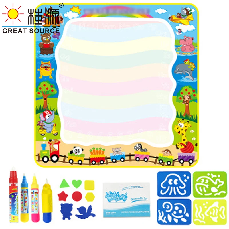 Magic Drawing Mat Doodle Mat Baby Square Magic Pens Stamps Set Painting Board Educational Toys for Kids100*100cm(30.37"*30.37")