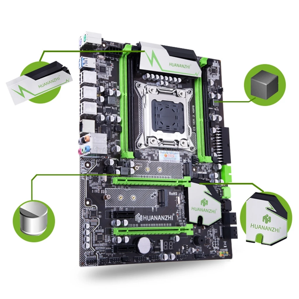 Материнская плата Huananzhi X79 LGA2011 ATX USB3.0 SATA3 PCI-E NVME M.2 SSD поддержка памяти REG ECC и процессор Xeon E5 Au27 19