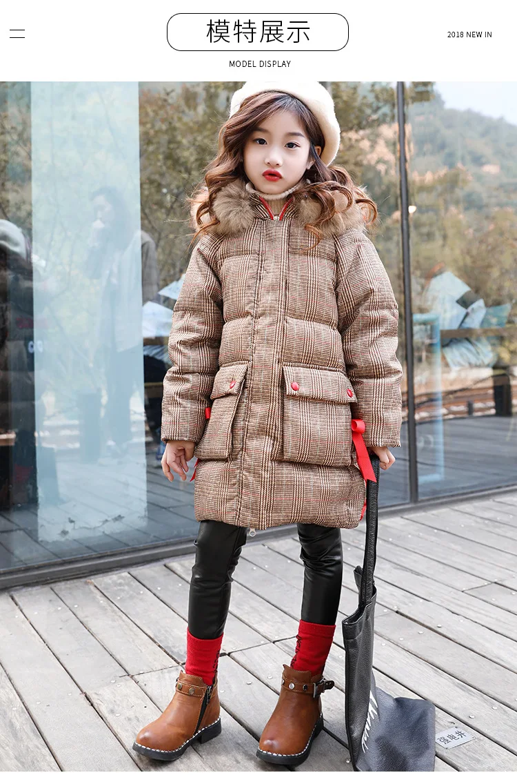 Children's Wear Fall Winter Girls'Cotton-padded Jacket kids clothes Outerwears Parkas 3-13years long Snow Wear coat 378