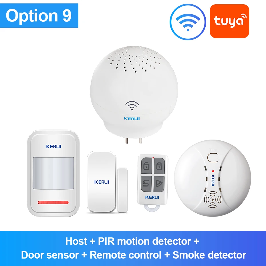 

KERUI WM5221 Tuya Smart WIFI Home Security Alarm System WIFI DoorBell 52 Songs APP Control Wireless Door Sensor Burglar Alarm