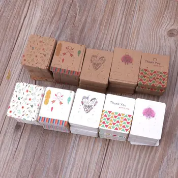 

100Pcs Flower Tree Kraft Paper Drop Earrings Card Display Studs Holders Jewelry