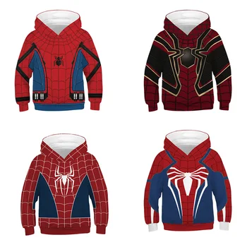 

Boys Girls Spider Man Hoodies Teens Spring Autumn Spiderman Outerwear Kids Hooded Sweatshirt Children Long Sleeve Pullover Tops
