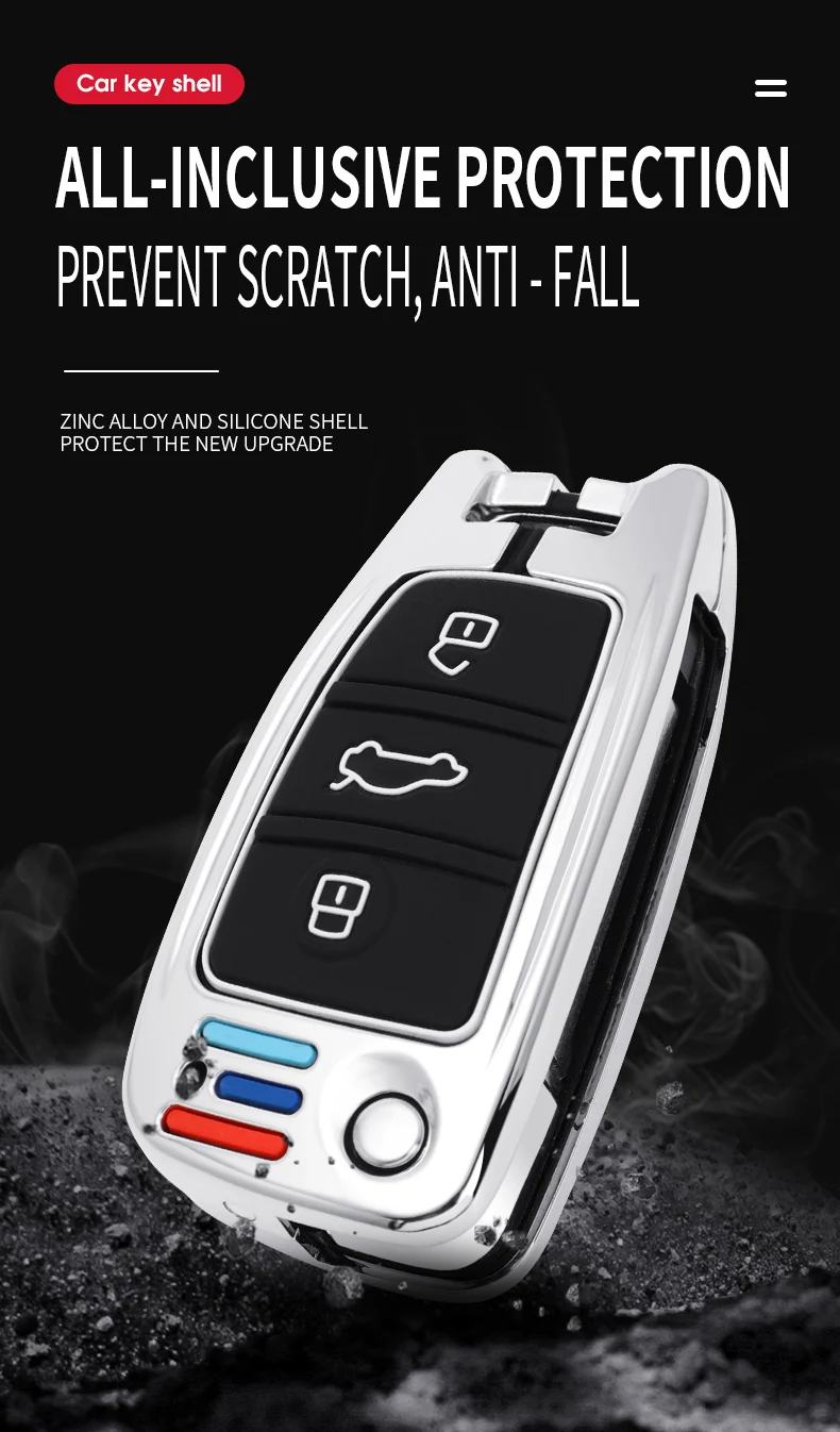 In Lega di zinco Custodia/cover per Chiave/telecomando Per Audi A3 A4 A5 C5 C6 8L 8P B6 B7 B8 C6 RS3 Q3 Q7 TT 8L 8V S3 Accessori 18 In Lega di zinco Custodia/cover per Chiave/telecomando Per Audi A3 A4 A5 C5 C6 8L 8P B6 B7 B8 C6 RS3 Q3 Q7 TT 8L 8V S3 Accessori - He36ef70d532f4cac91869ecf93657df7a