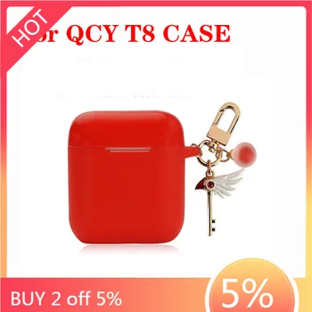 

cartoon Silicone Case for QCY T8 Case cute Bluetooth Earbuds Protection Cover for QCY T 8 key ring Headphone Case coque
