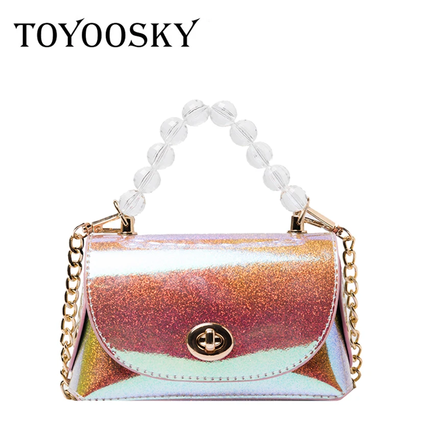 

TOYOOSKY Laser Women Shoulder Bag INS Popular Female Handbag Beading PU Messenger Bags For Lady Design Mini Crossbody Bag