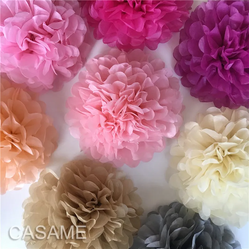 Bola de Flor de Papel para decoración de fiesta de cumpleaños, pompones de papel hechos a mano, borlas de papel de seda, decoración de boda