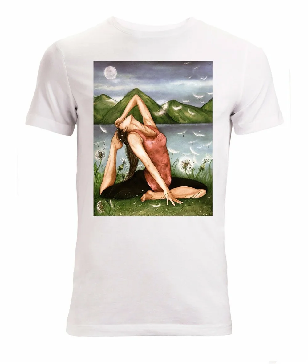 

Yoga Pose Painted Artwork Girl In Nature Men's (Woman's Available) T Shirt White Brand Clothing Tee Shirt