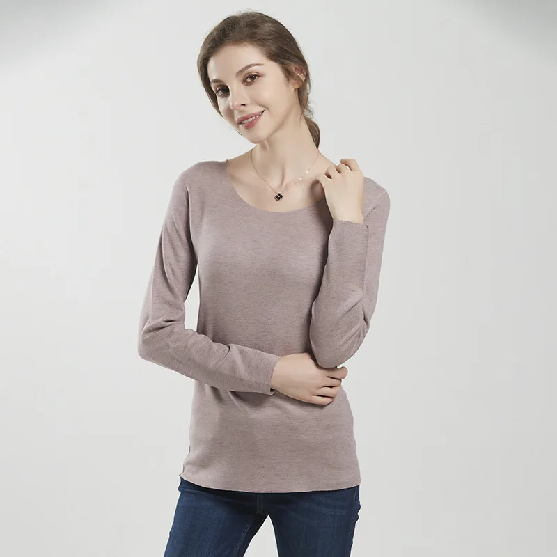 

2020 Autumn and Winter New Seaweed Antibacterial Silk Underwear Women's Round Neck Plus Cotton Warm Base Stretch Top Fashion