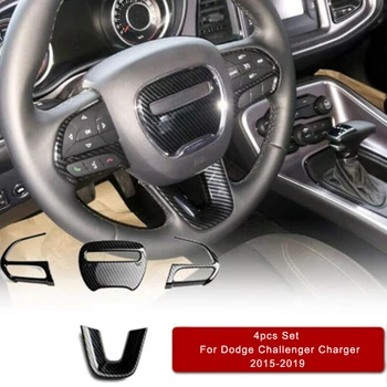 

4PCS Steering Wheel Carbon Fiber Cover Trims for Dodge Challenger Charger 2015+