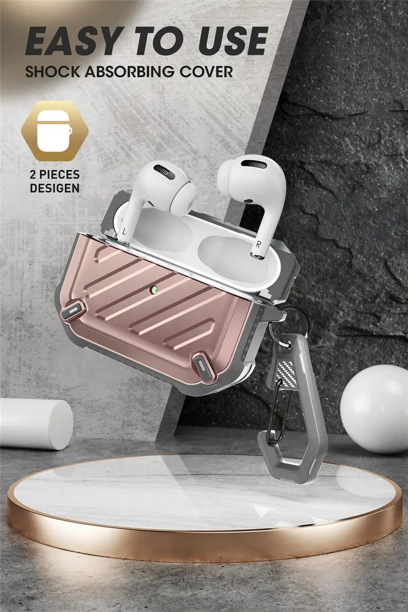 supcase ub pro projetado para airpods pro case capa protetora robusta de corpo inteiro com mosquetão para apple airpods pro