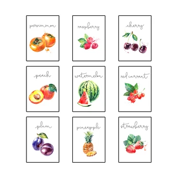 

Canvas Prints Painting Modular Pictures Wall Art Watercolor Apple Lemon Pear Fruit Kitchen Home Decor Modern Nordic Poster Frame