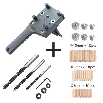 

44pcs Bits Handheld Board Joint ABS Drill Guide Wrentch Puncher Carpenters DIY Tool Hole Locator Woodworking Dowel Jig Set