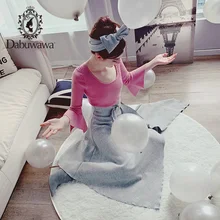 Dabuwawa, асимметричная Женская юбка средней длины, элегантная, с высокой талией, с бантом сбоку, Женская юбка, осенняя, с оборками, женские юбки D18DSK015