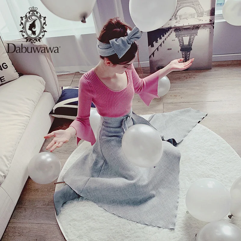 

Dabuwawa Asymmetrical Women Mid Skirt Elegant High Waist Side Bow Tie Female Skirt Autumn Ruffled Lady Skirts 2019 D18DSK015