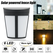 

HYMELA 6 LED Solar Power Wall Mount Light Outdoor Path Way Fence Yard Patio Lamp Warm White Decoration Light For Garden