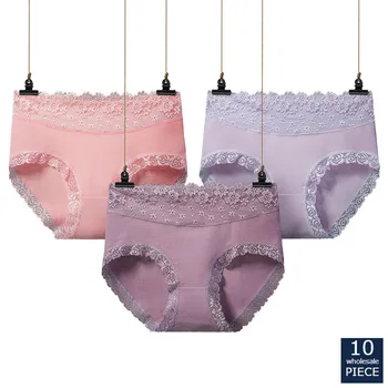 

10 pcs/lot Women's Panties Cotton Solid Girl Briefs Sexy Lingerie Female Underwear Ladies Underpants Women Intimate MLJ 889