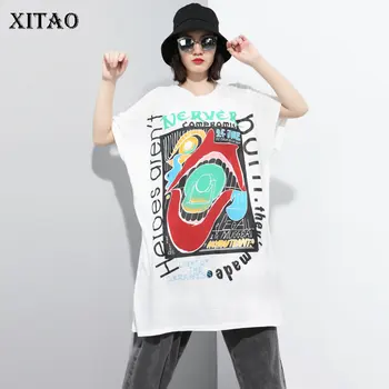 

XITAO Europe Loose Plus Size Pullover Women Streets Tee Print Casual 2020 Summer Personality New Fashion Women T Shirt DMY4666