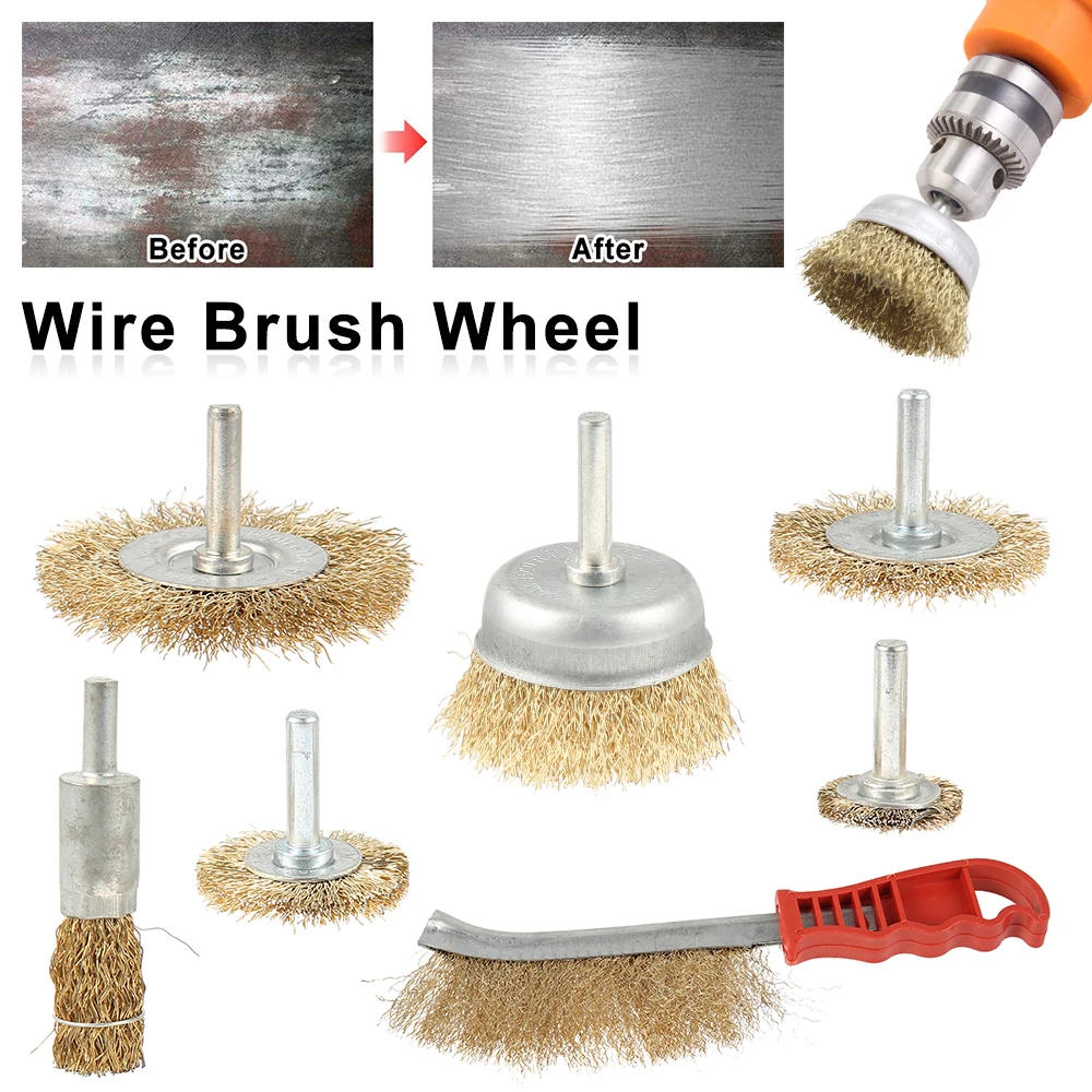 

7pcs Polishing Wire Wheel Brushes Set Kit for Mini Drill Rotary Tools Polishing Dremel Brush Dremel Accessories
