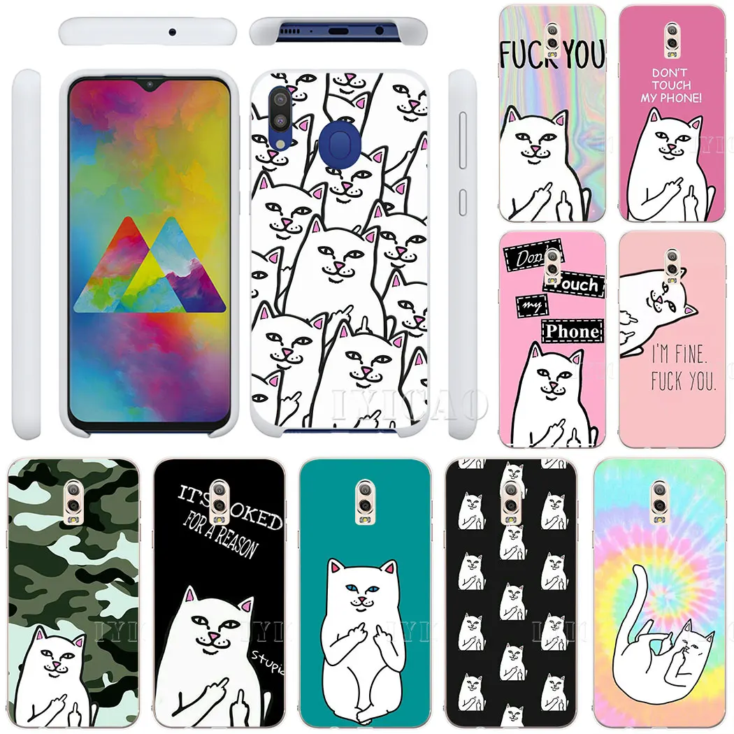 IYICAO Rip средний палец Кот Твердый чехол для телефона samsung A2 A20e A70s J4 J8 J6 2018 Plus J7 Duo плюс