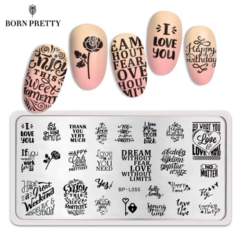 

BORN PRETTY Rectangle Stamping Plates Flower Letters Design 12*6cm Nail Art Stamp Plate Nails Tools BP-L055
