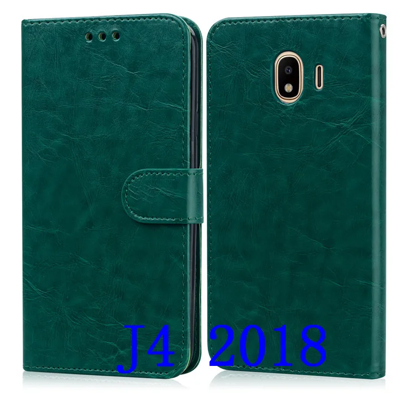 Dark Green Кожаный чехол для samsung Galaxy J4 чехол Чехол-портмоне с откидной крышкой для samsung Galaxy J4 Plus чехол для Coque samsung J4 чехол - Цвет: Dark Green