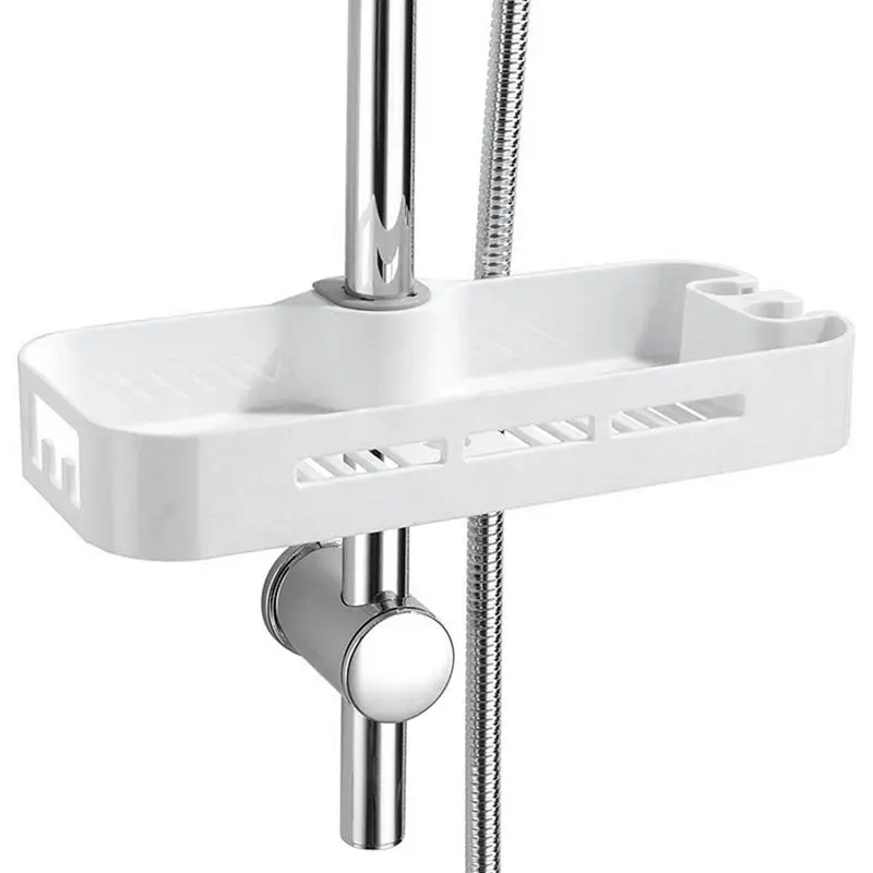

Storage Shelf for Shower Shelf Soap or Shampoo Holder Shower Post Telescopic ABS Towels Mounting without Drilling, Bathroom Orga