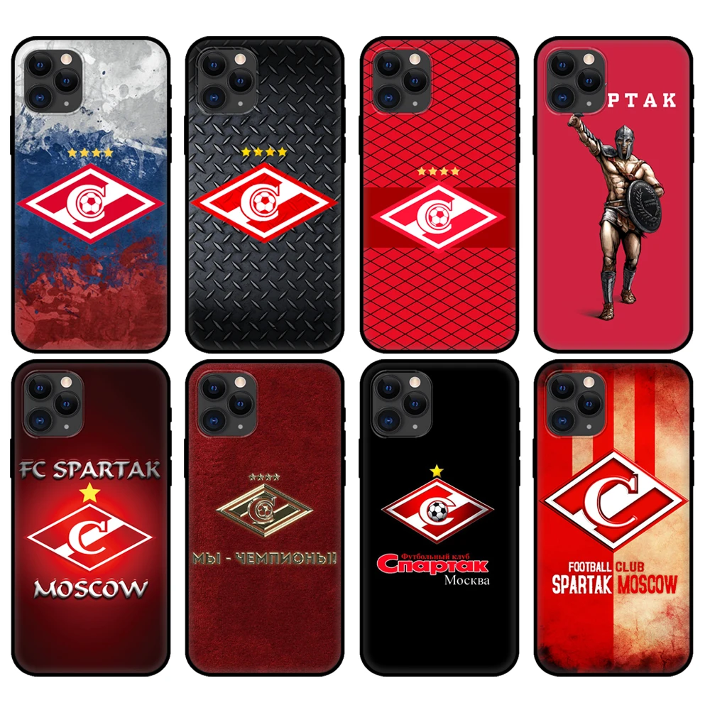 Black tpu case for iphone 5 5s se 2020 6 6s 7 8 plus x 10 XR XS 11 12 mini pro MAX back cover Spartak Moscow | Мобильные телефоны и
