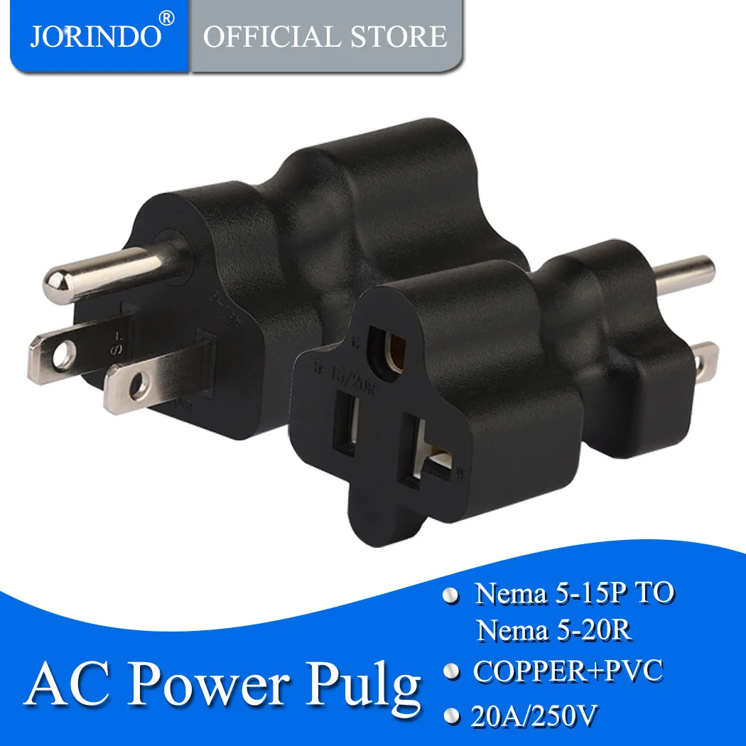 JORINDO 5-15P до 5-15R, 15 Amp бытовой AC Plug до 20 Amp T Blade адаптер питания, 15 Amp Plug адаптер конвертер, 5-15p до 5-20R