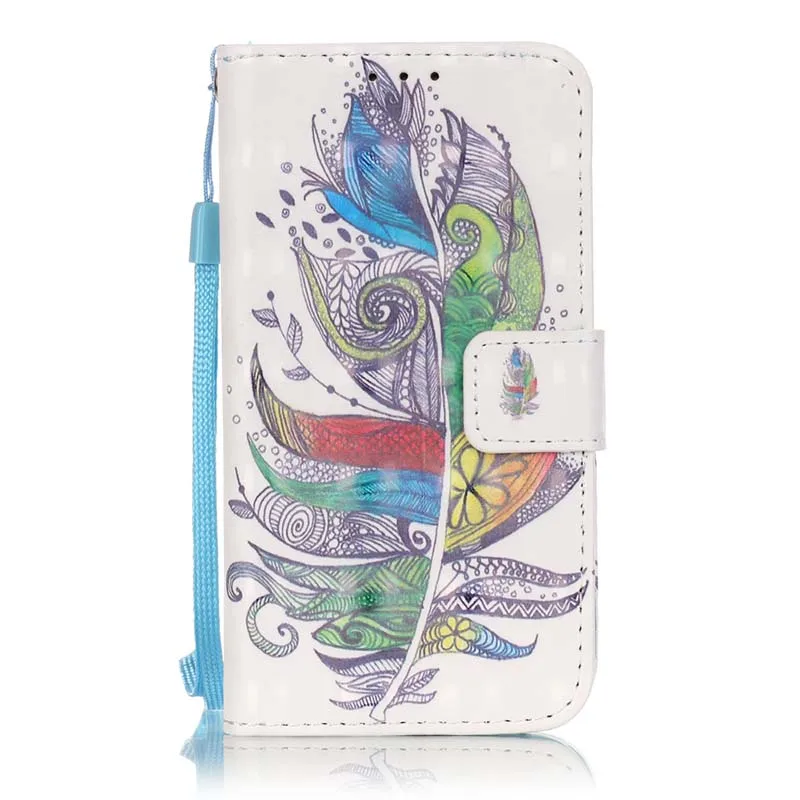 Colorful Feathers Чехол-бумажник чехол для samsung Galaxy Core Grand Prime G360 G530 G532 J3 J5 SM-J510F S4 S5 S6 Edge Plus S7 крышка подставкой Coque C21 - Цвет: Colorful Feathers