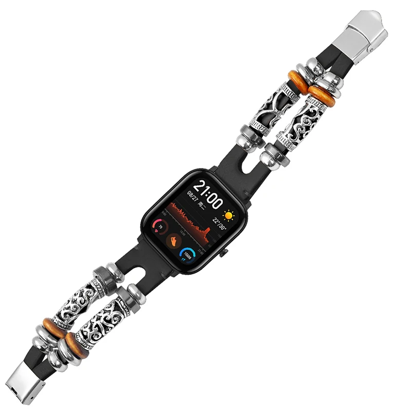 Кожаный Ретро ремешок из бисера для Xiaomi Amazfit GTS сменный ремешок для часов Huami Amazfit GTS умный ремень аксессуары
