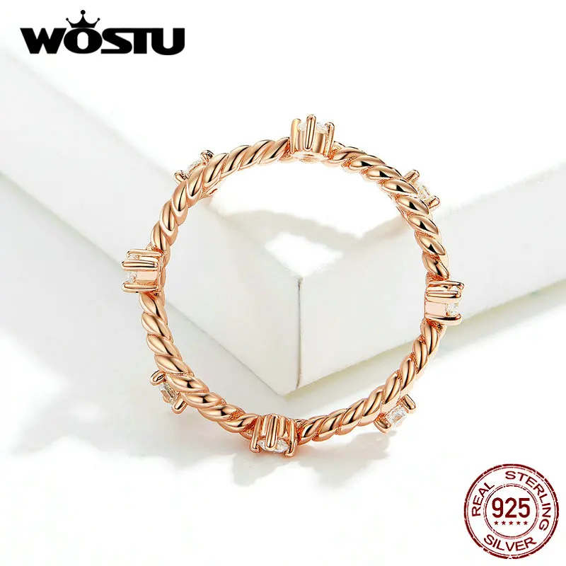 WOSUT,, настоящее 925 пробы, Серебряная роза, золотая, яркая любовь, кольца для женщин, изготовление ювелирных изделий, подарок на свадьбу, вечеринку, CQR577